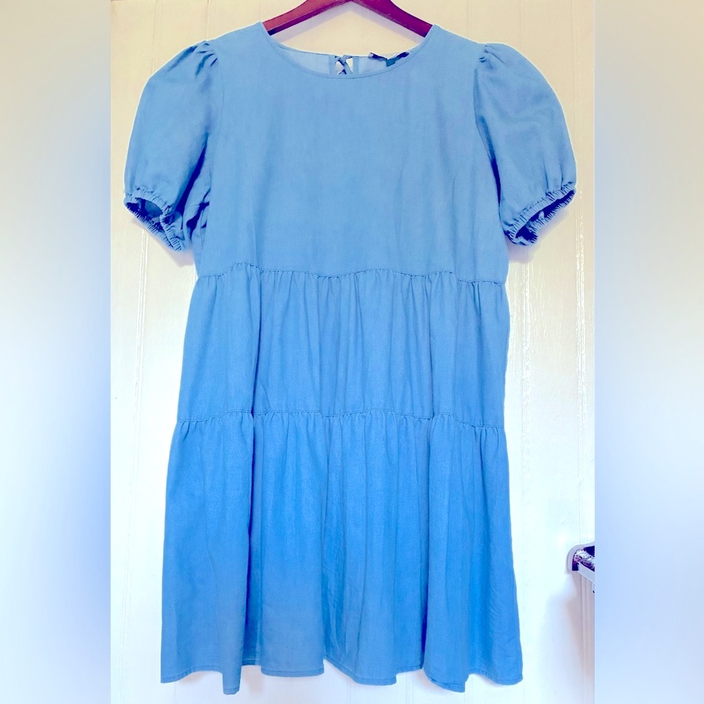 *3 for $20* Chambray Tiered Dress, Jack + Avery, Prairie Look, Tie Closure, XL